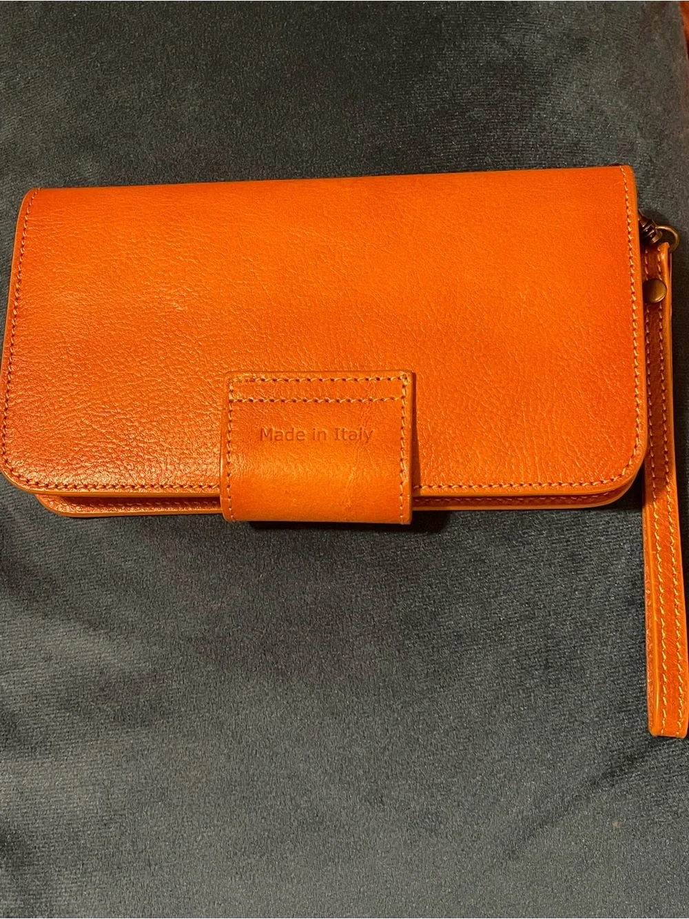 Rare Pratesi Firenze Cognac Leather Long Wallet Wristlet Bag